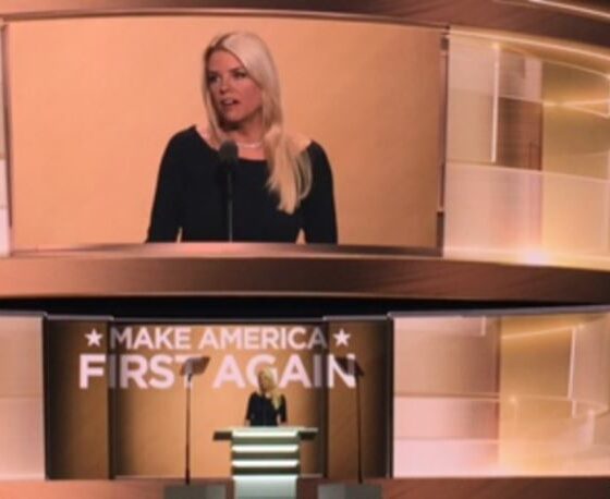 Pam Bondi, then Attorney General of Florida, addresses the Republican National Convention in 2016