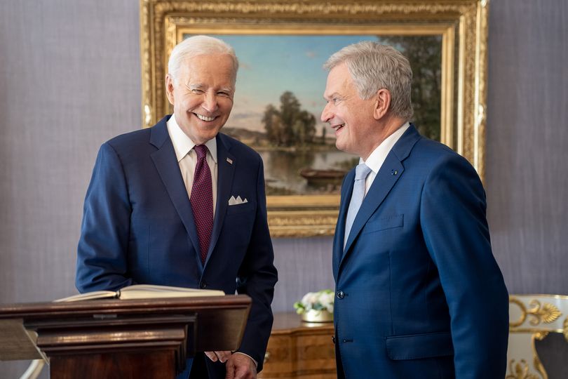 President Joe Biden with the President of Finland in Helsinki