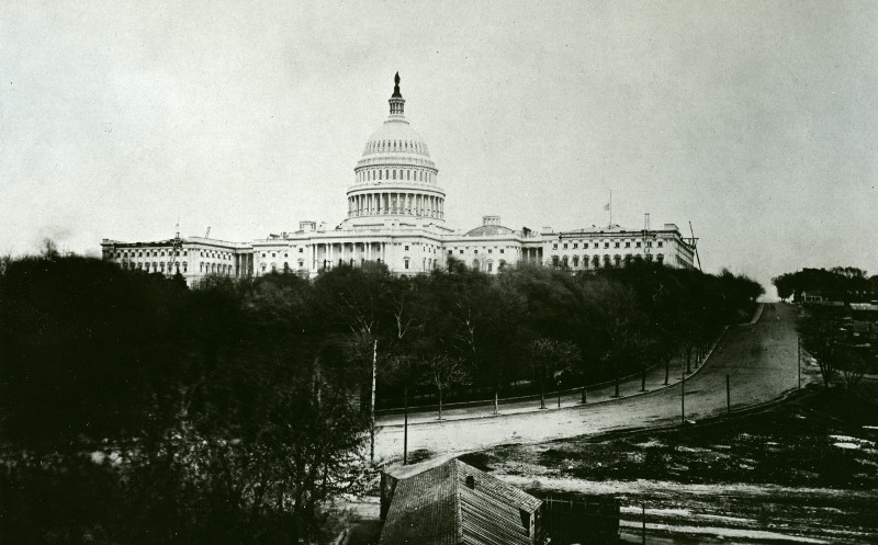 Capitol in mourining following the assassination of President Abraham Lincoln in April 1865