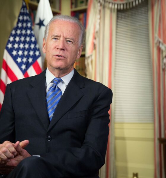 Then Vice-President Joe Biden delivers a weekly address in 2015