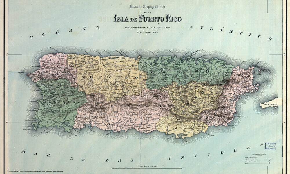 Puerto Rico 1886 map showing its political subdivisions or "departments"