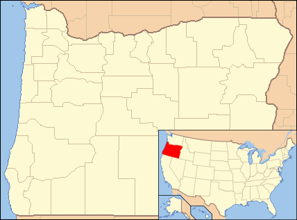 State of Oregon with county outlines and national inset