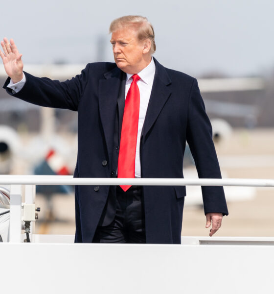 President Donald J. Trump at Joint Base Andrews, about to board his transport to fly to Ohio