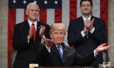 Donald Trump delivers his 2018 State of the Union speech, as Vice-President Mike Pence and Repl Paul Ryan (R-Wisc.,), then Speaker of the House