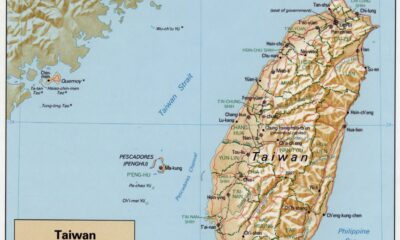 Taiwan road and topographical map