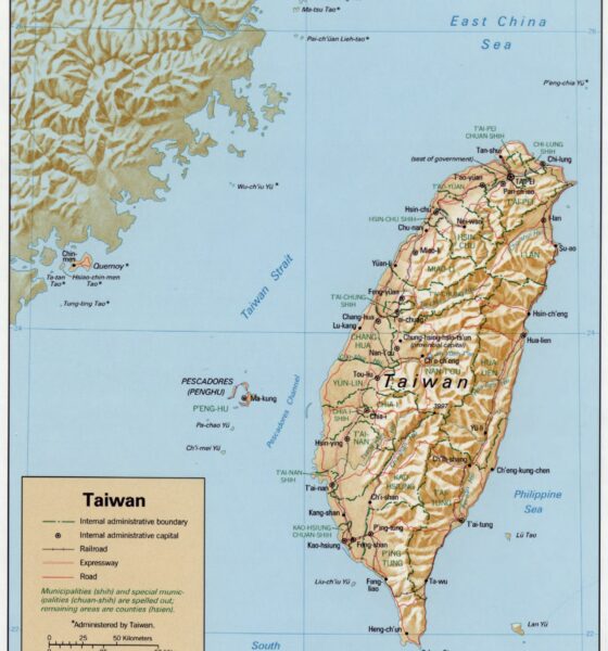 Taiwan road and topographical map