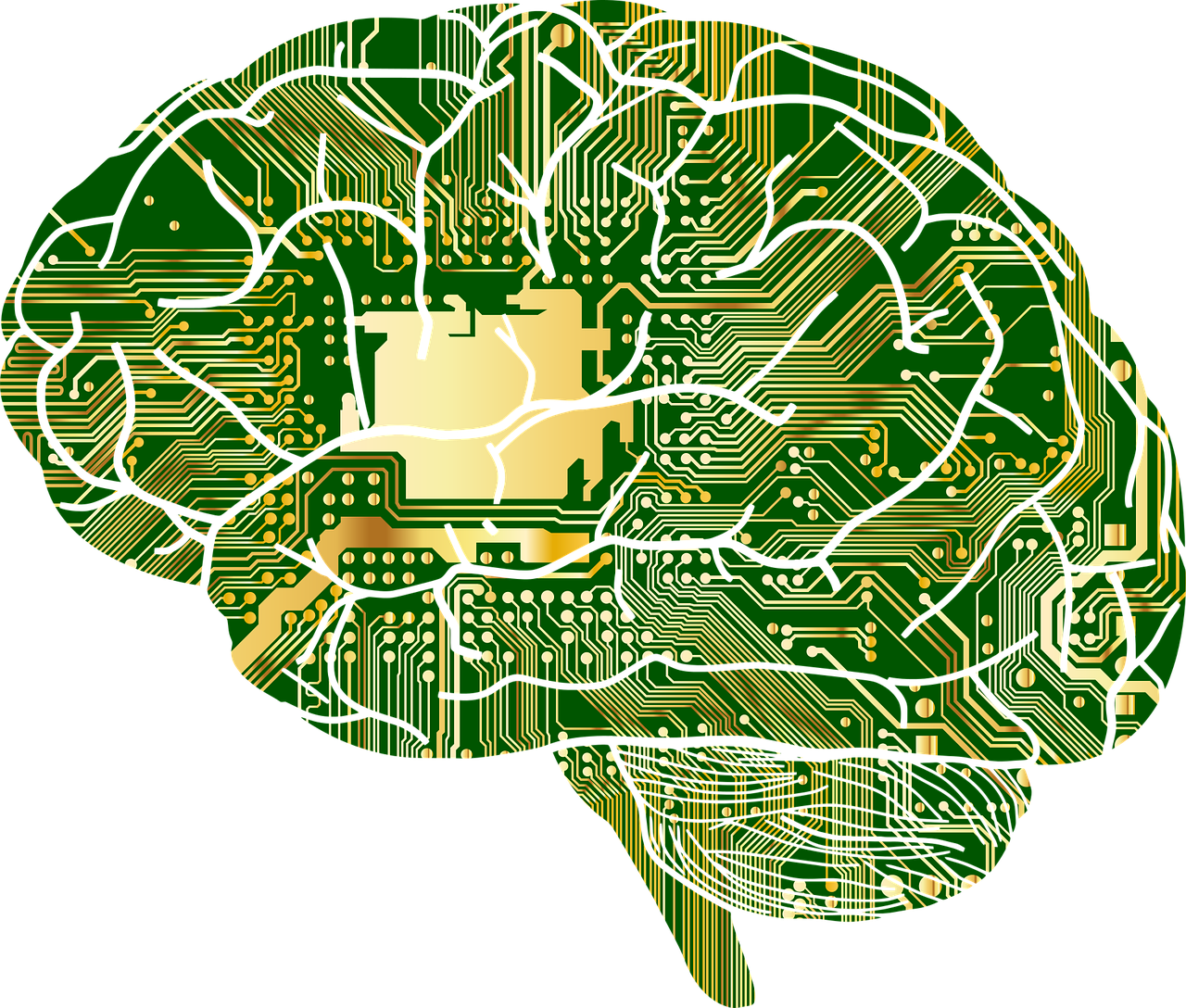 Analogy for manufacturing intelligence - the human brain overlaying a printed circuit