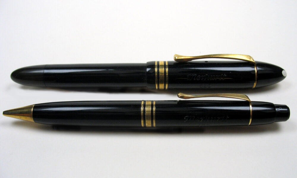 A pen and pencil, part of a 1950s era desk set