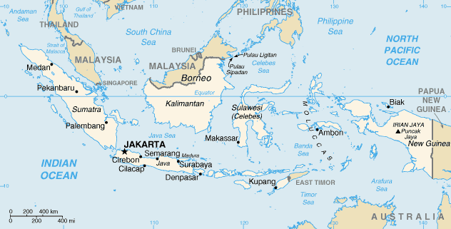 Political map of Indonedia and neighboring countries