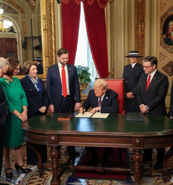 President Donald Trump signs several documents on his Second Inauguration Day