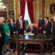 President Donald Trump signs several documents on his Second Inauguration Day