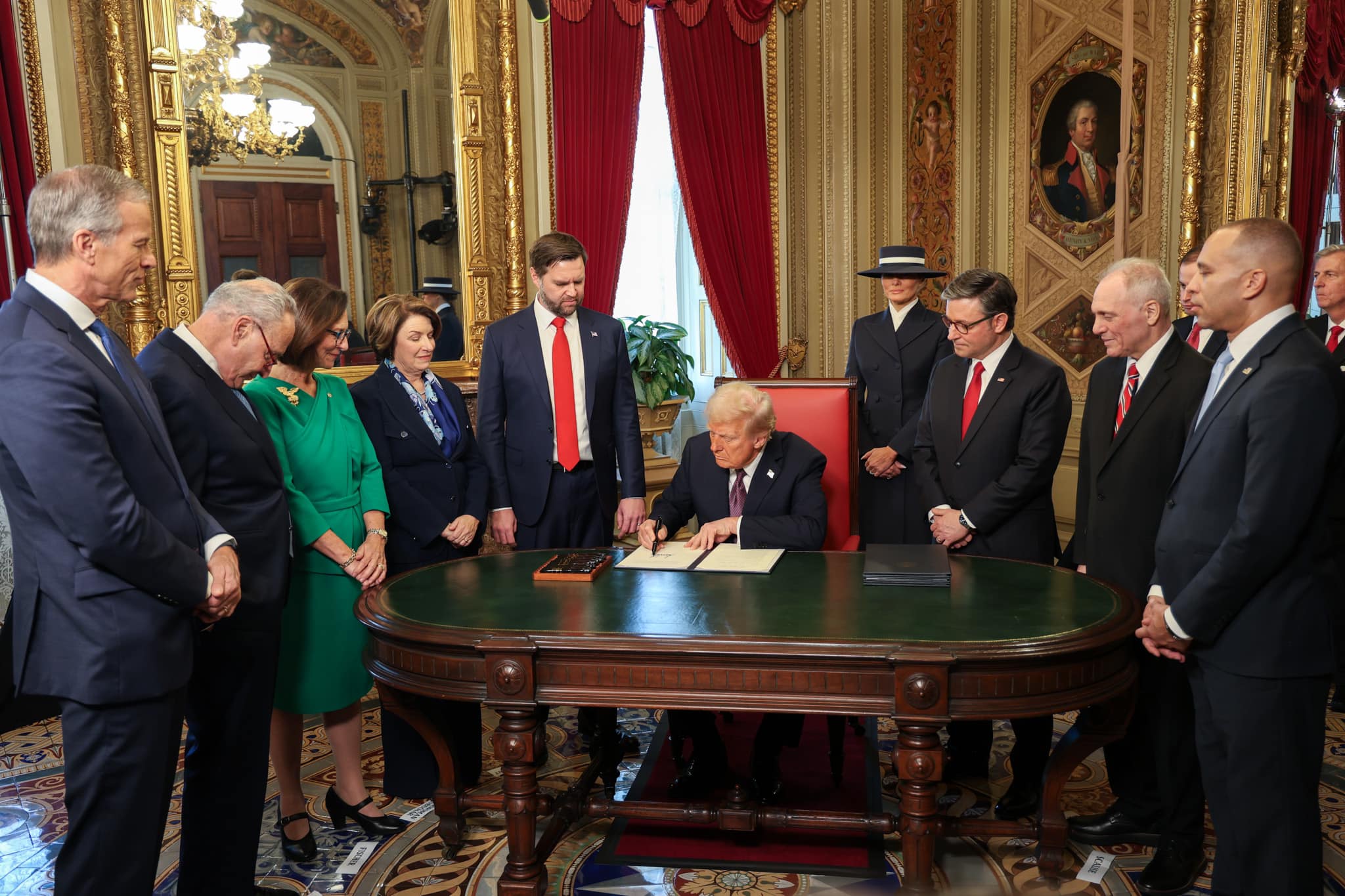 President Donald Trump signs several documents on his Second Inauguration Day