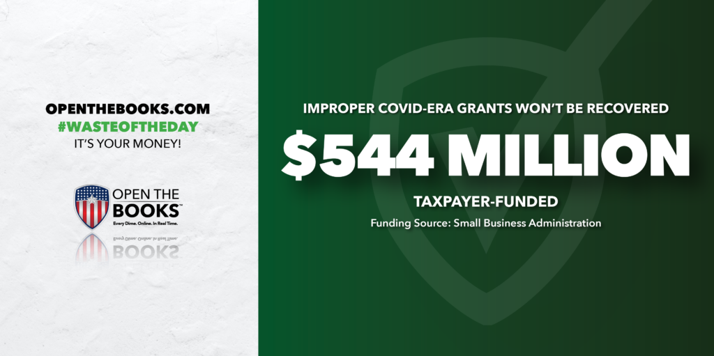 Waste of the Day No Effort to Claw Back Improper Covid-19 Grants