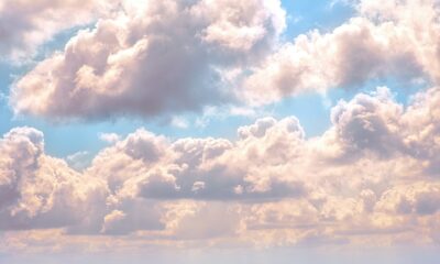 A partly cloudy sky demonstrating scattering of natural sunlight