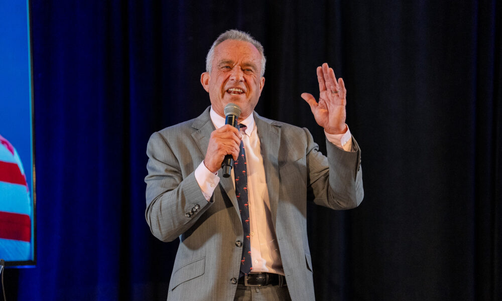 Robert F. Kennedy Jr. addresses a rally on Long Island
