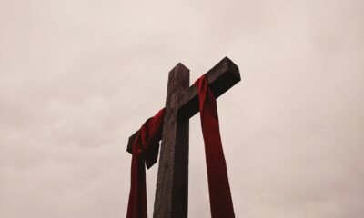 Cross with red garment, photo courtesy Alicia Quan