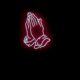 Praying hands in neon-like image
