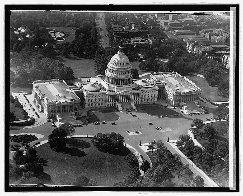 Capitol from air looking at the East Portico
