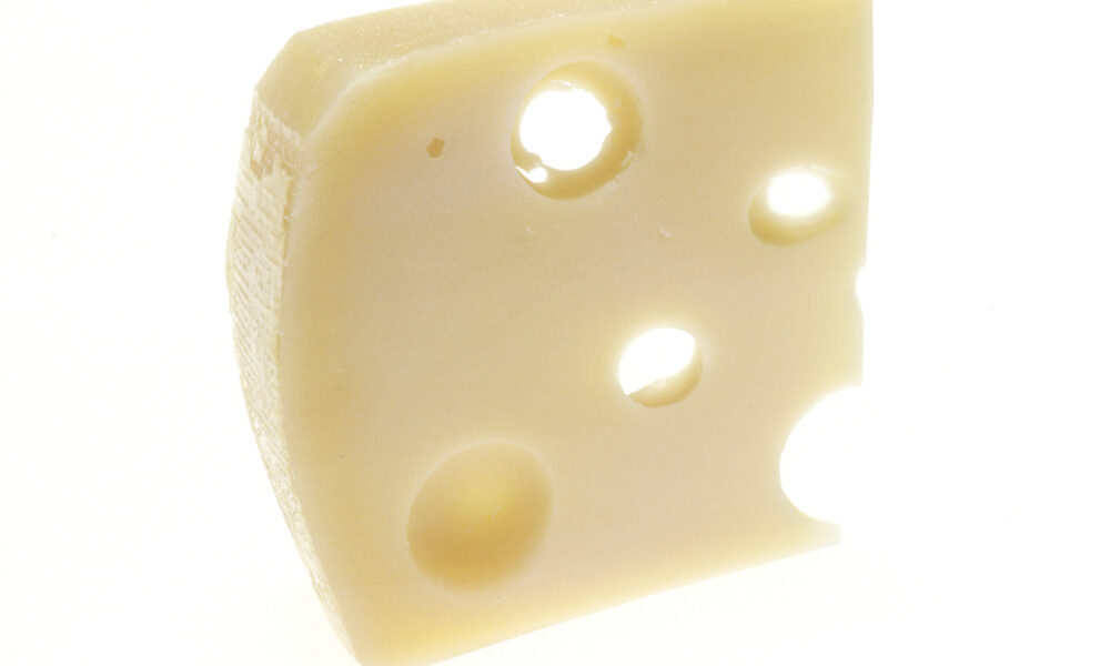 A hunk of Swiss cheese