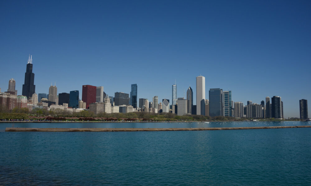 Chicago skyline from Lake Michigan, with the Sears Tower and several iconic buildings