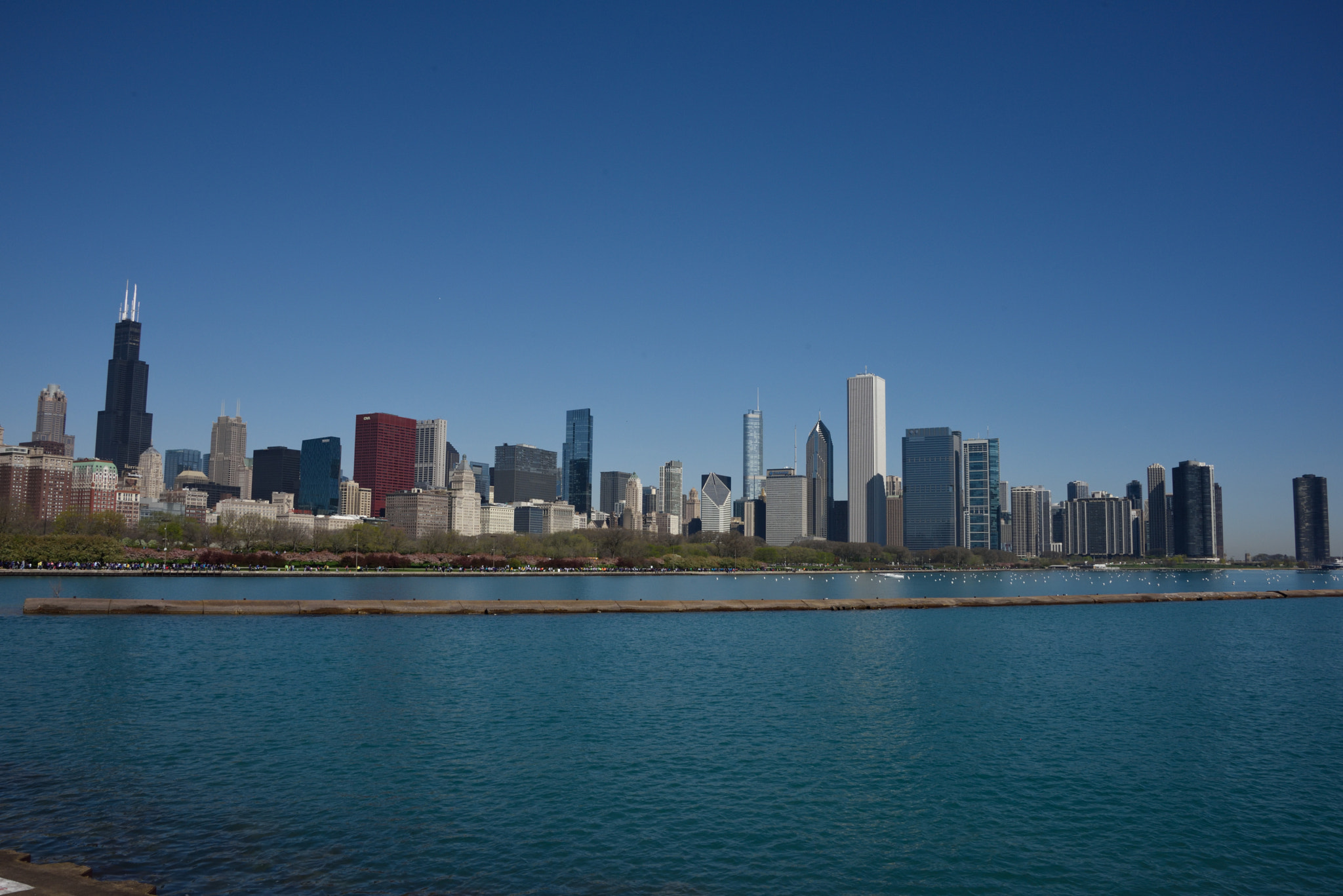 Chicago skyline from Lake Michigan, with the Sears Tower and several iconic buildings