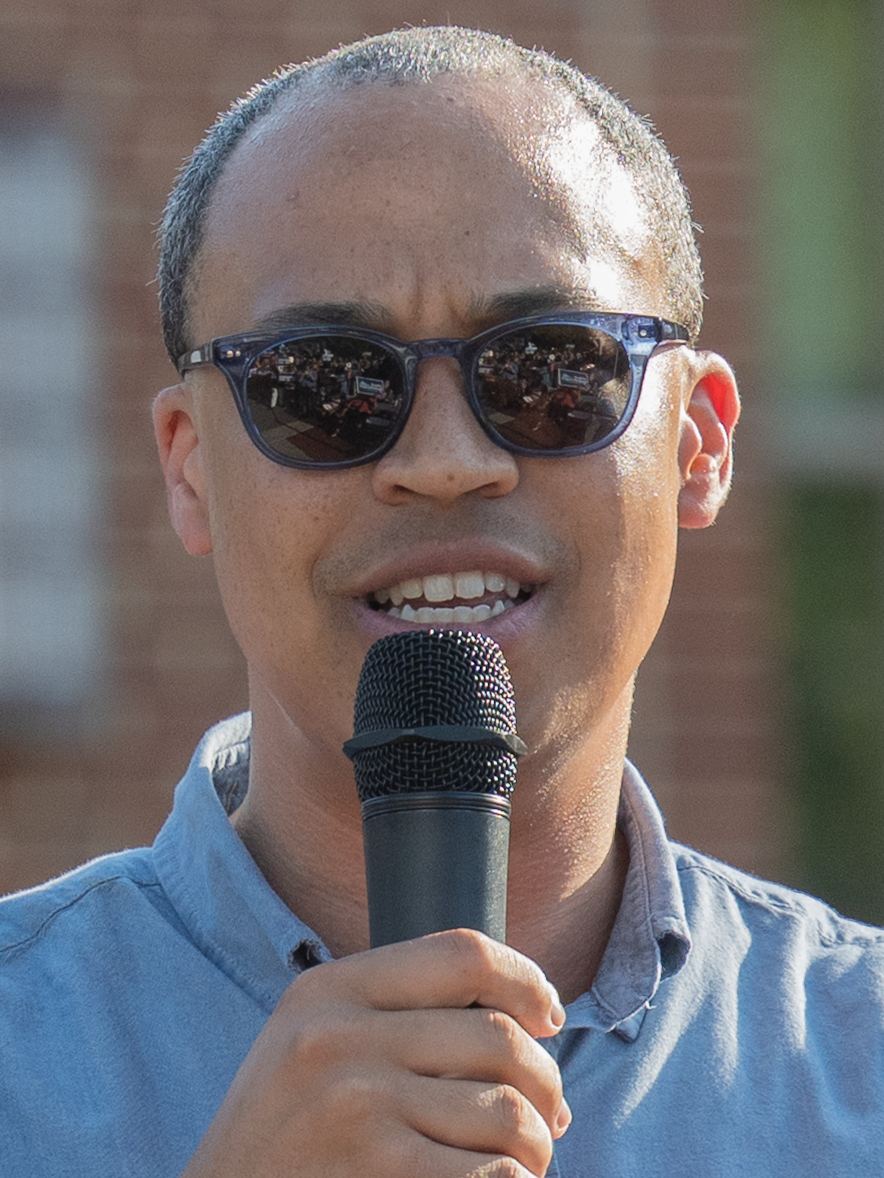 Jay Jones addresses a friendly rally in Fairfax, Virginia