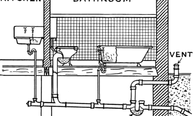 A plumber sketches out his trade