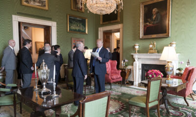 President Donald Trump and Rep. Steve Scalise (R-La.) in the White House Green Room