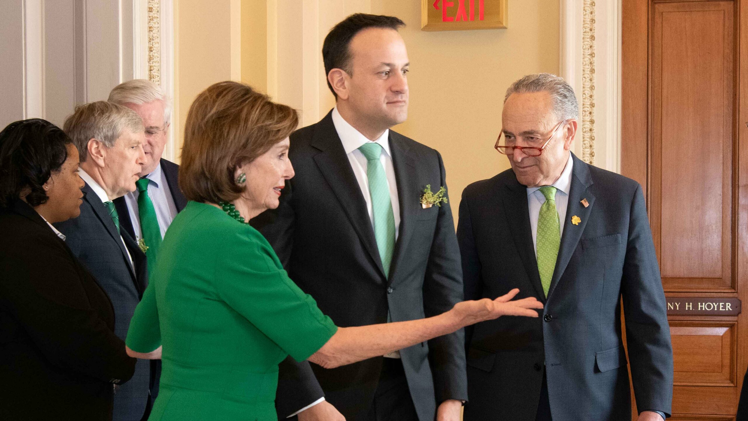 Senator Charles Schumer and Representative Nancy Pelosi welcome Leo Varadkar