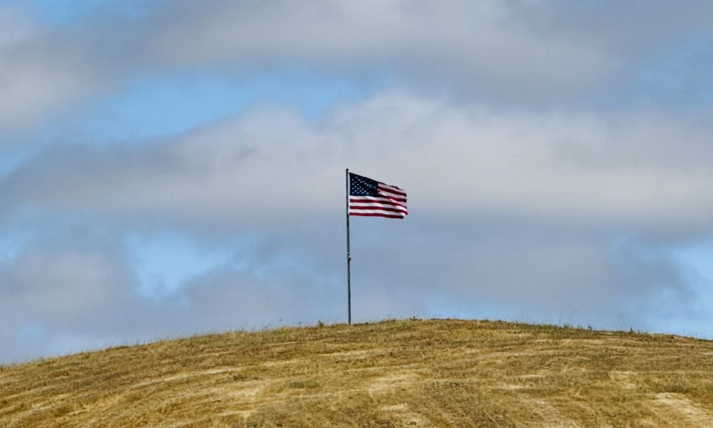 An American flag in Petaluma
