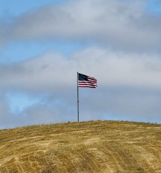 An American flag in Petaluma