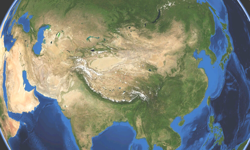 Satellite view centered on Asia