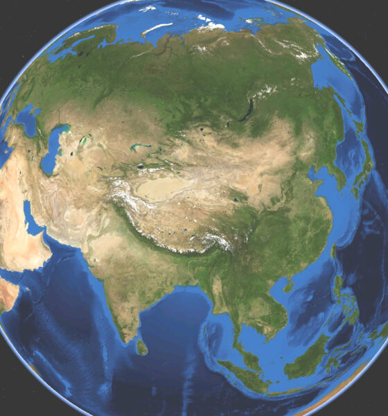 Satellite view centered on Asia