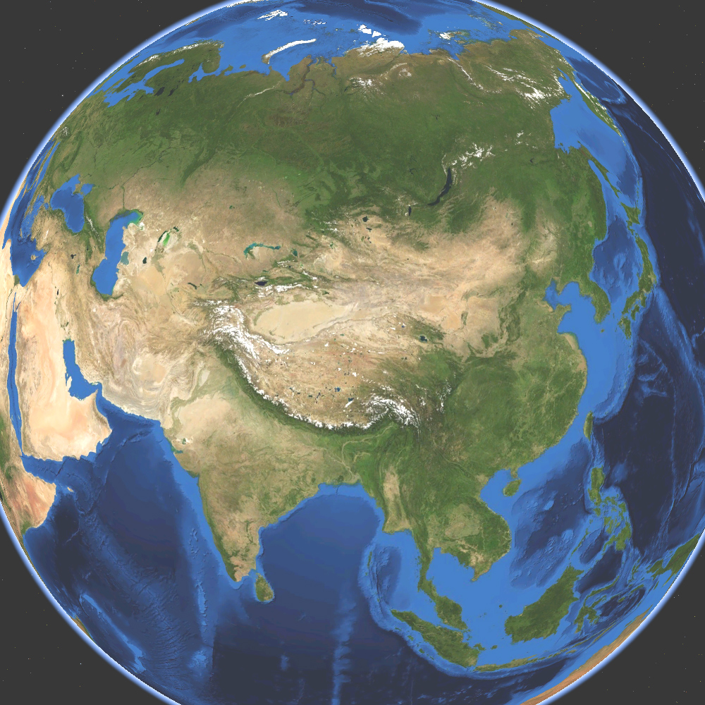 Satellite view centered on Asia