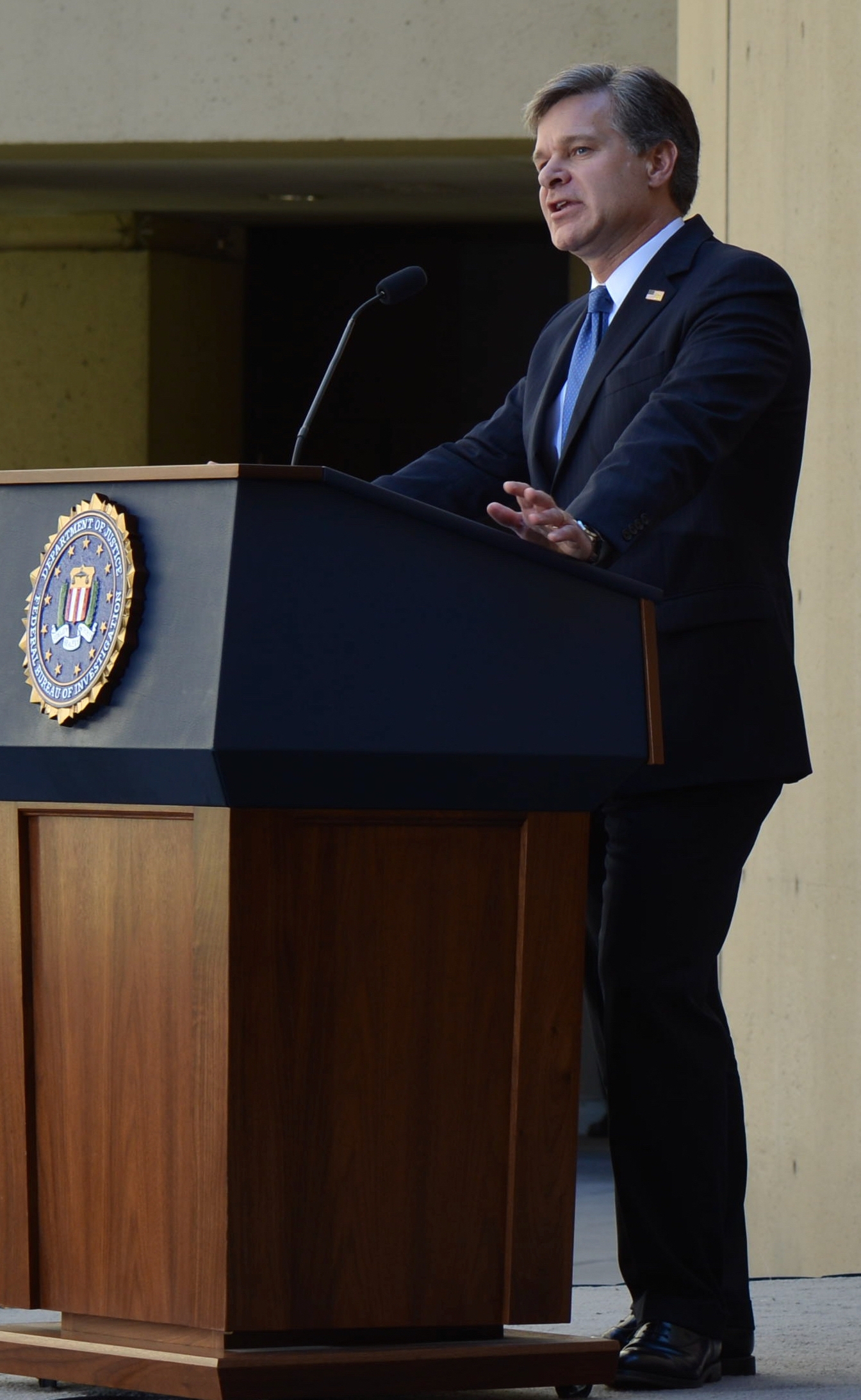 Christopher Wray, former Director of the FBI, at his installation