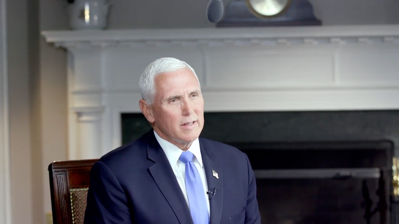 Former Vice-President Mike Pence giving an interview to 60 Minutes