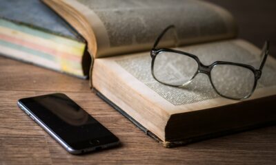 Smartphone books and eyeglasses
