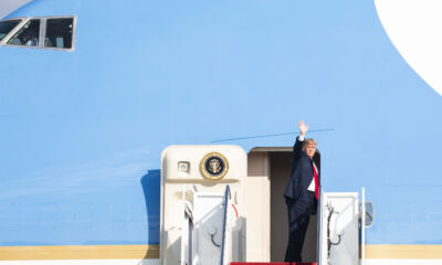 President Donald J. Trump boards his executive transport (call sign Air Force One)