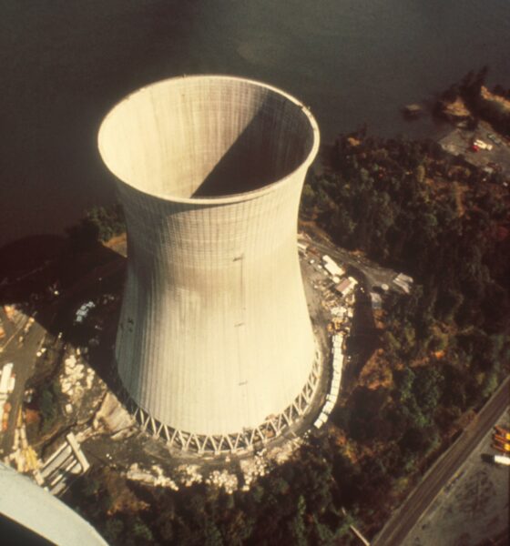 Trojan Nuclear Power Plant close-up of cooling towers