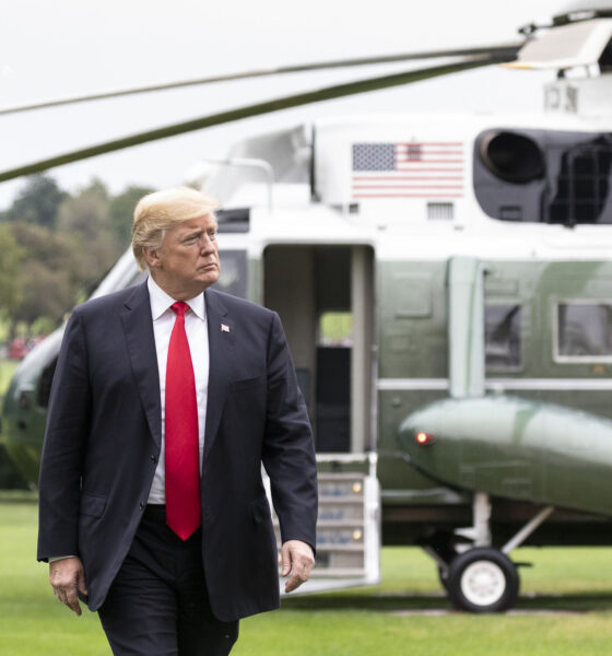 President Donald Trump arriving on the South Lawn of the White House