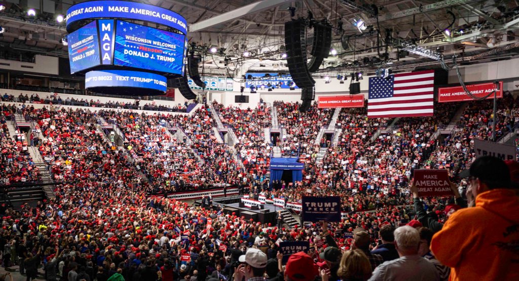 Trump holds rally in Green Bay, Wisconsin in 2019