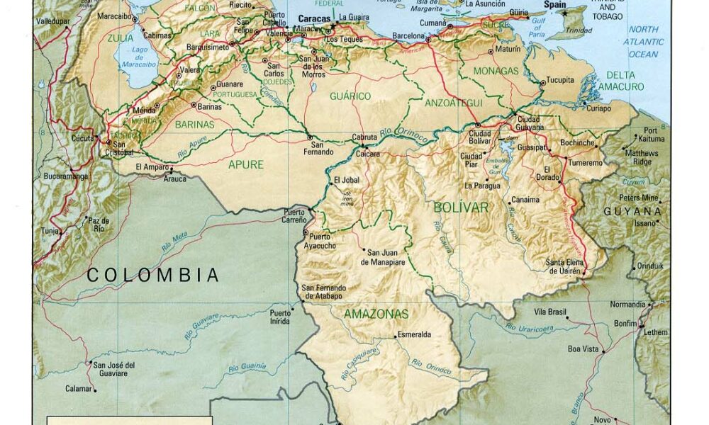 Map of Venezuela, from the Mercator Projection