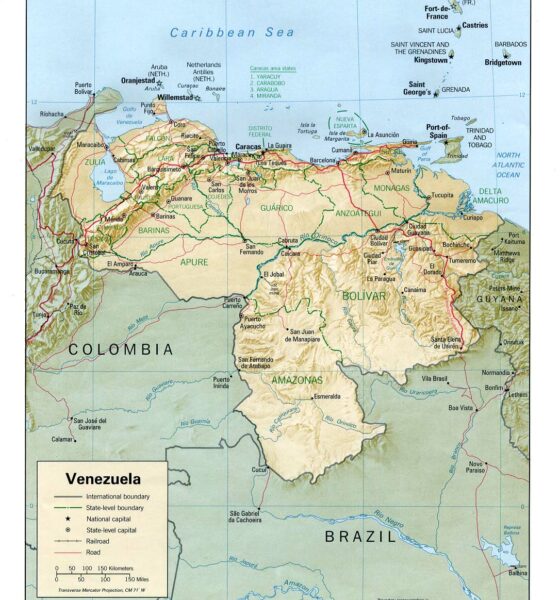 Map of Venezuela, from the Mercator Projection