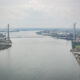 The Gordie Howe Bridge between Michigan and Ontario