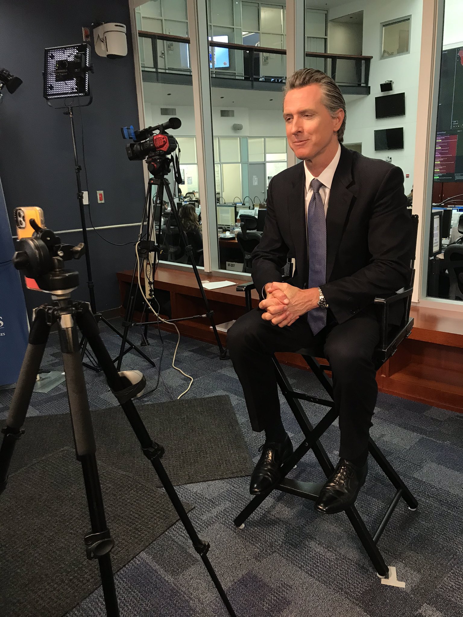 Gavin Newsom in studio on April 23, 2020