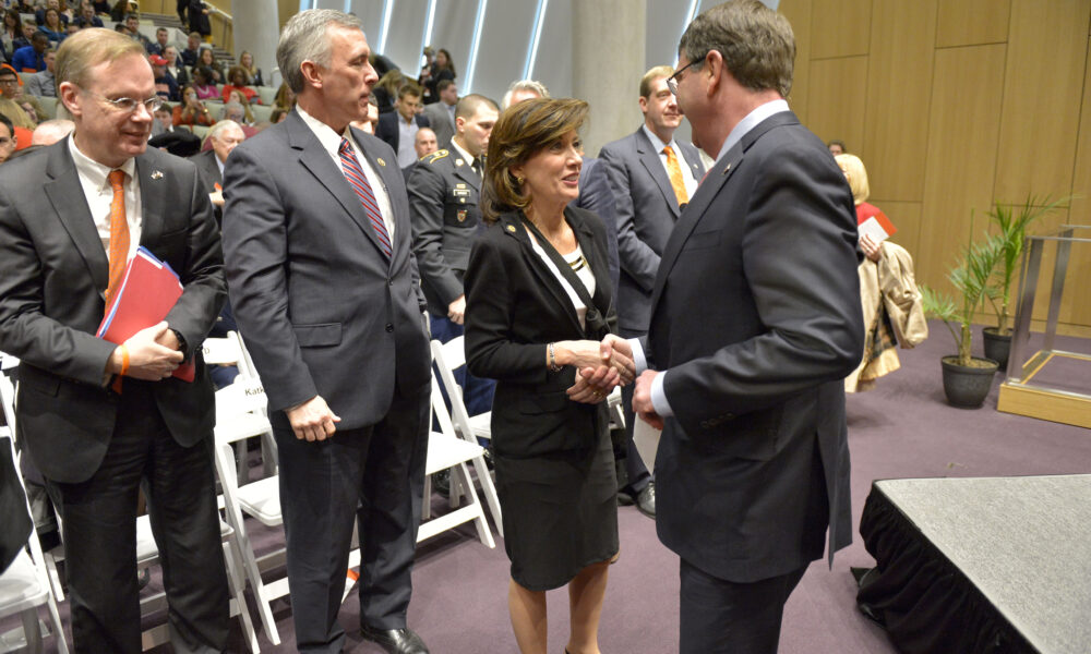 Kathy Hochul and Ash Carter at Syracuse University