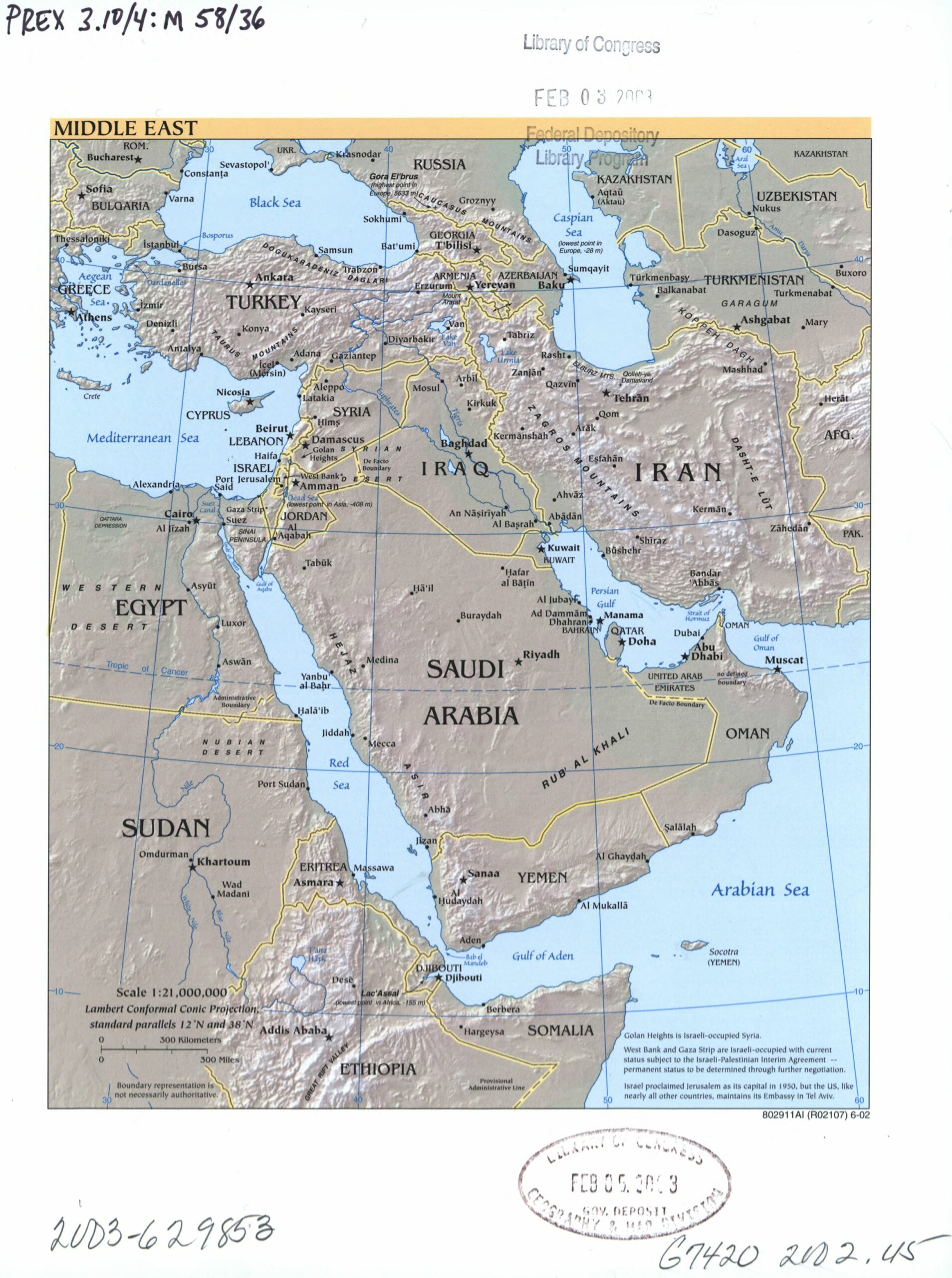 Map of the Middle East from the Library of Congress