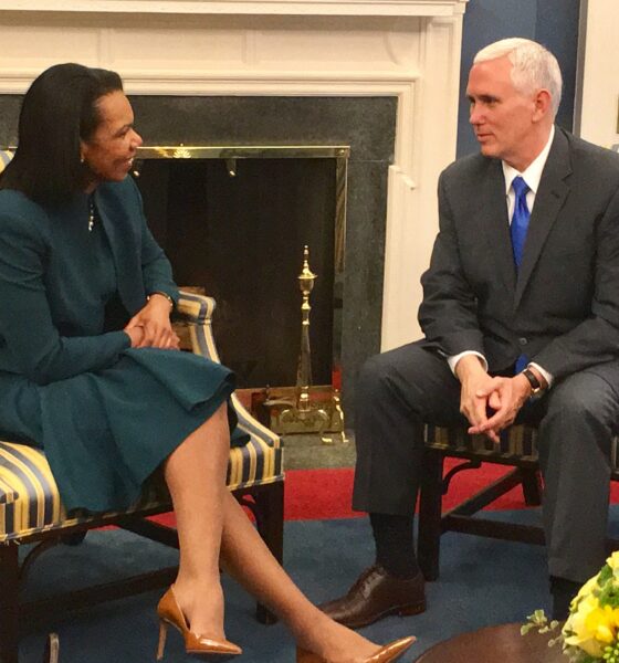 Then-Vice-President Mike Pence sits down with former SecState Condolezza Rice