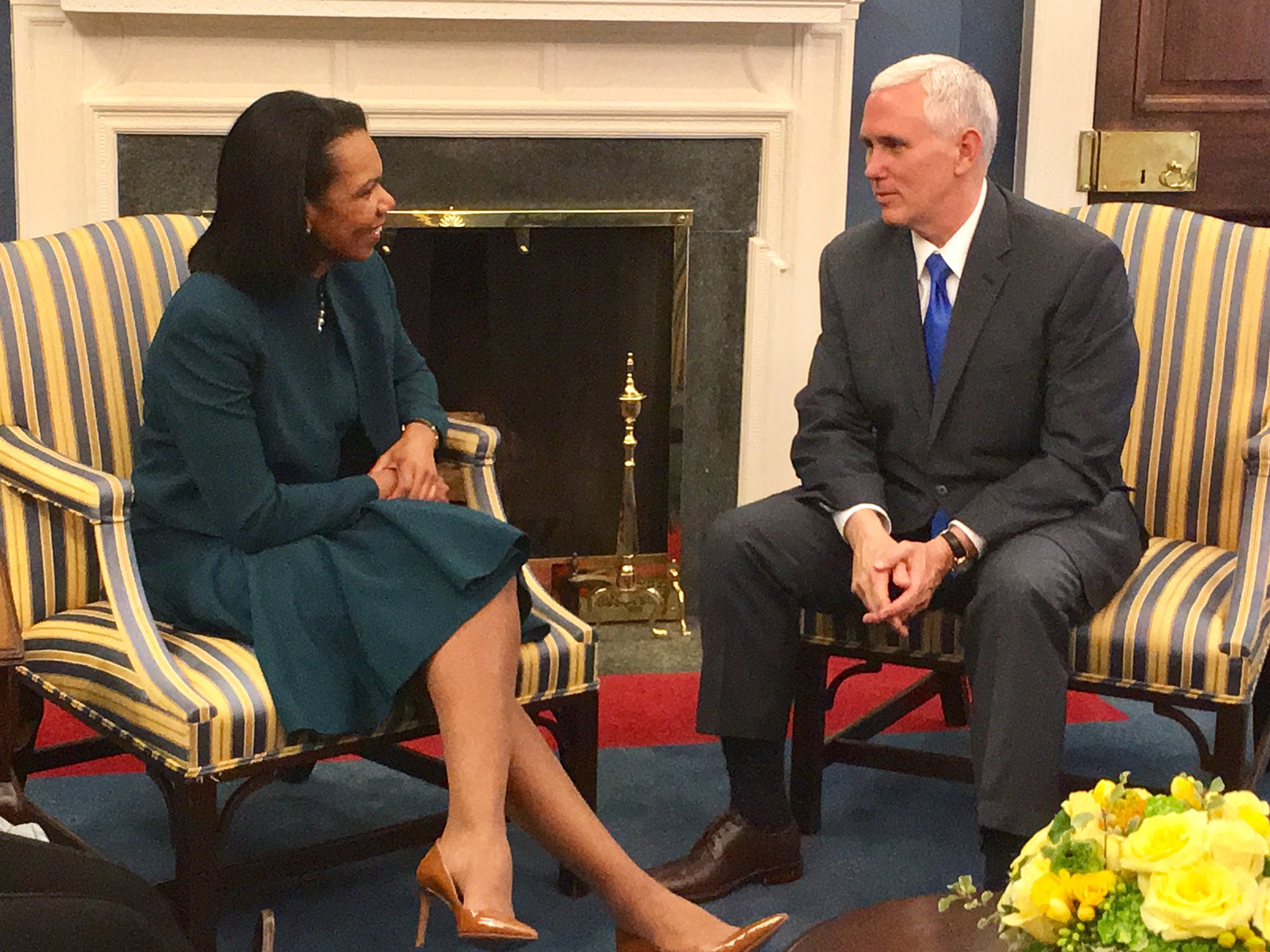 Then-Vice-President Mike Pence sits down with former SecState Condolezza Rice