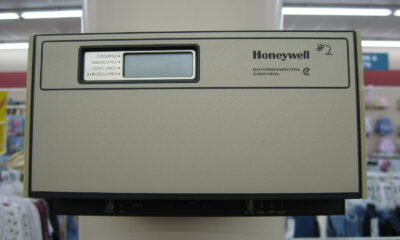 A commercial thermostat in an outlet store